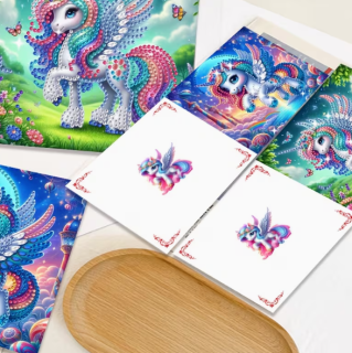 Preview: Diamond Painting 6-teilig Grusskarten Einhorn